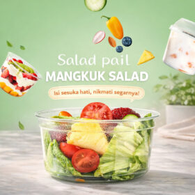Mangkok Plastik Transparant Kemasan MakananTempat Salad Buah  Dessert Cup Cake Box Bahan PET - Foto 2