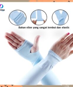 Manset Lengan tangan panjang Syari Muslim Bahan Nylon Halus dan lembut Polos, Korea Style - Foto 1