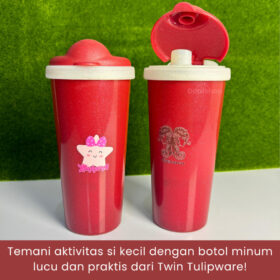 Multi TumblerAnak RedGlitter TwinTulipware 620ml BotolMinum BPA Stiker UVDTF KarakterLucu AntiTumpah - Foto 2