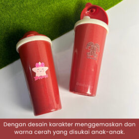 Multi TumblerAnak RedGlitter TwinTulipware 620ml BotolMinum BPA Stiker UVDTF KarakterLucu AntiTumpah - Foto 5