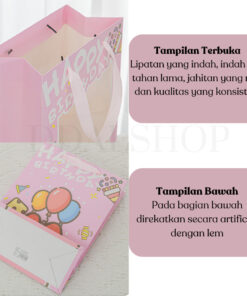 Paper Bag Happy Birthday Kantong Kertas Bingkisan Ulang Tahun Anak Tas Kado Paperbag Motif - Foto 2