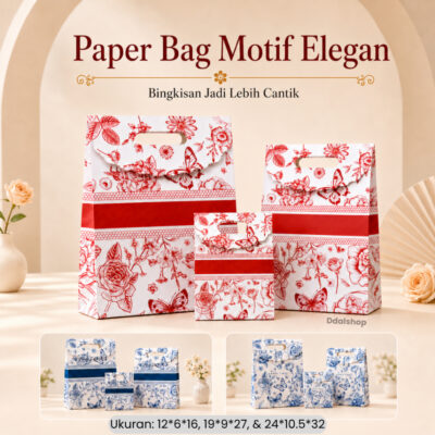 Paper Bag Kado Tas Kertas Motif Bunga Premium Goodie Bag Souvenir Hampers Premium - Foto 1