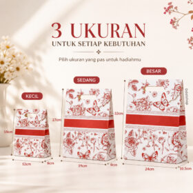 Paper Bag Kado Tas Kertas Motif Bunga Premium Goodie Bag Souvenir Hampers Premium - Foto 2