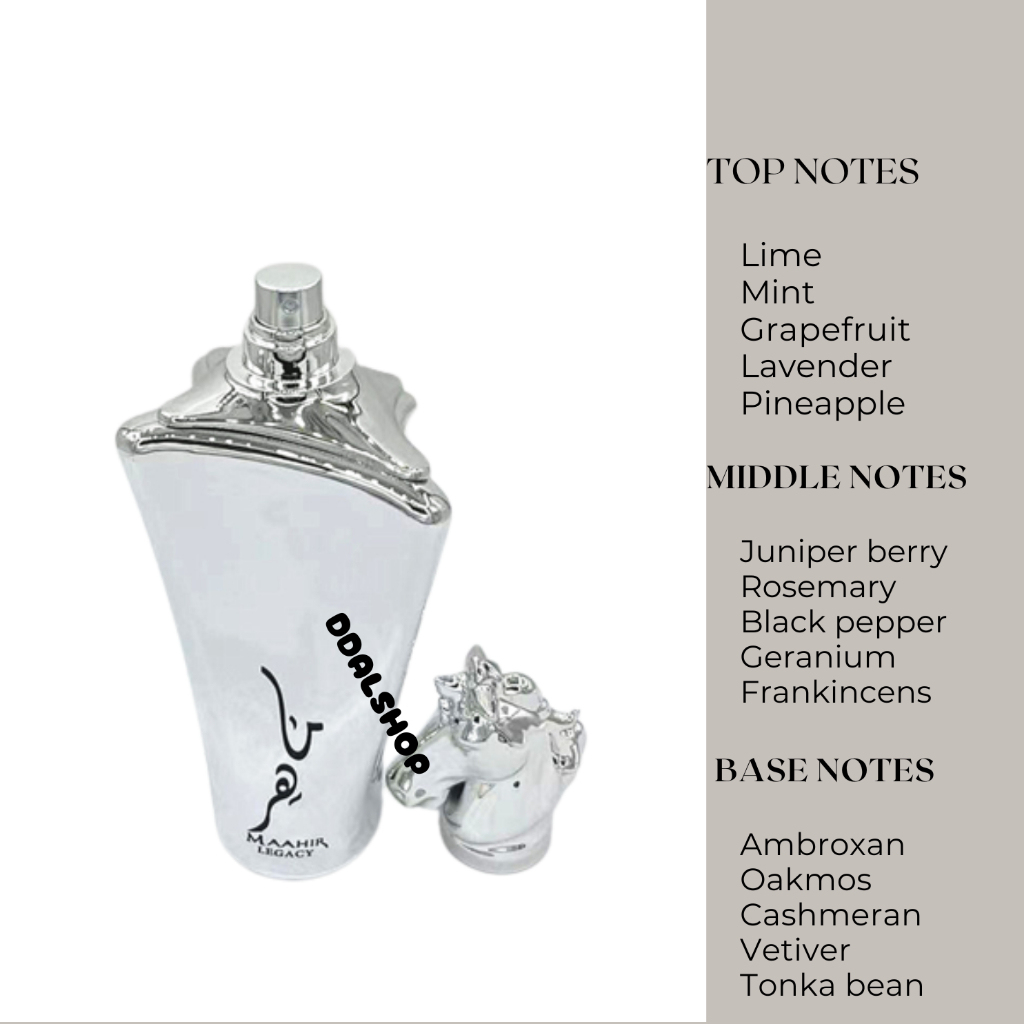 Parfum Cowo Maahir Legacy Silver Eau De Parfume Lattafa Refill 5Ml 10Ml 100Ml Botol Kaca - Foto 4