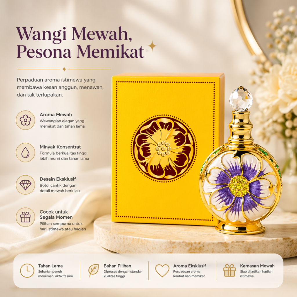 Parfum Konsentrat Wanita Tahan Lama Premium | Wangi Manis Floral Arab Mewah Gift Box Inspired 15ml - Foto 3