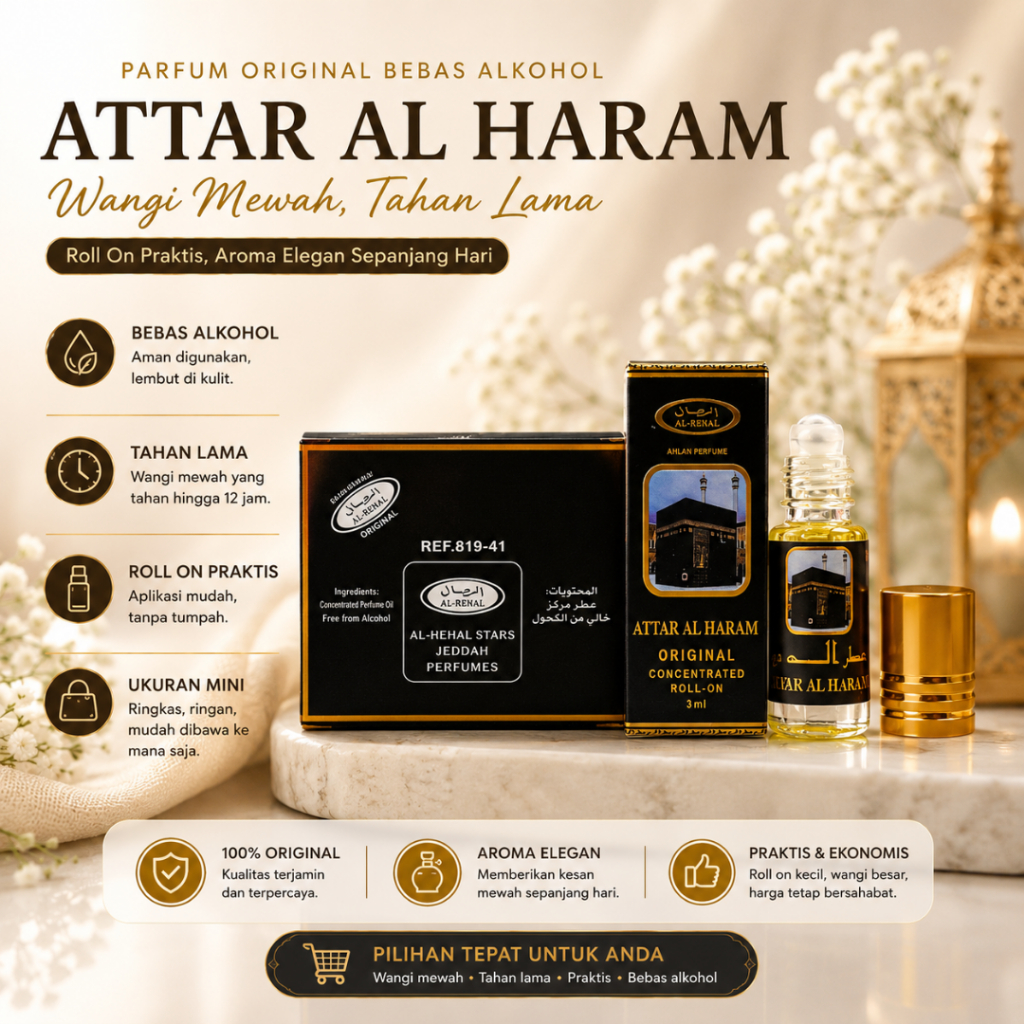 Parfum Non Alcohol Tahan Lama Parfume Oleh oleh Haji Dan Umroh Roll On Pria Original Attar Al-Haram - Foto 7