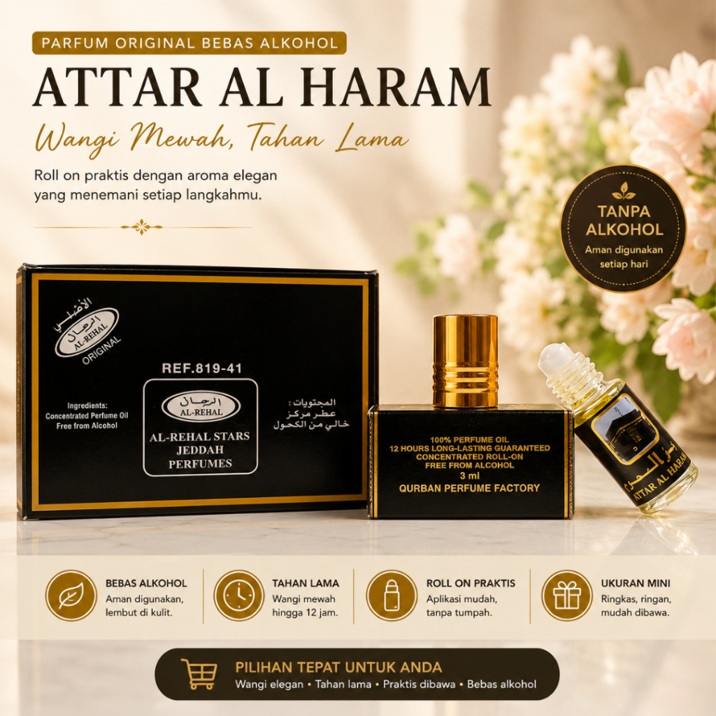 Parfum Non Alcohol Tahan Lama Parfume Oleh oleh Haji Dan Umroh Roll On Pria Original Attar Al-Haram - Foto 8