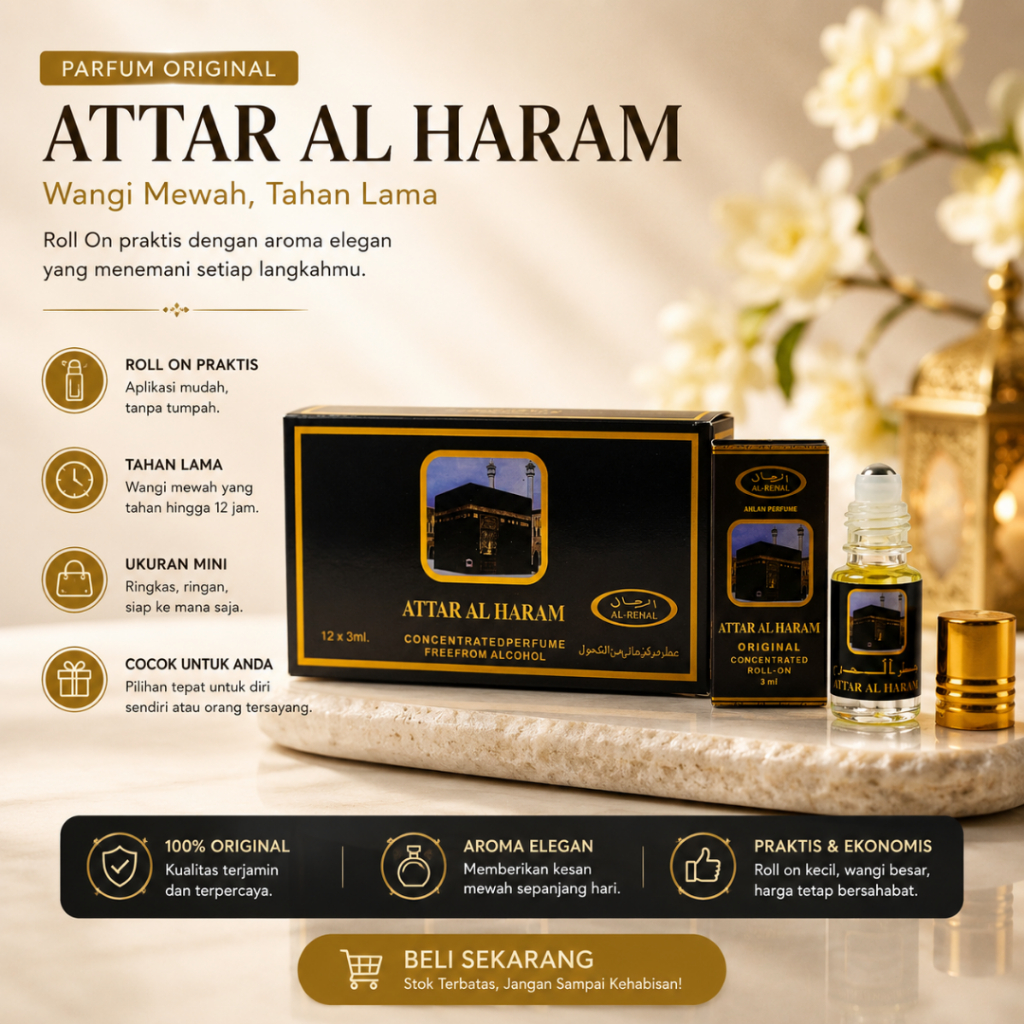Parfum Non Alcohol Tahan Lama Parfume Oleh oleh Haji Dan Umroh Roll On Pria Original Attar Al-Haram - Foto 9