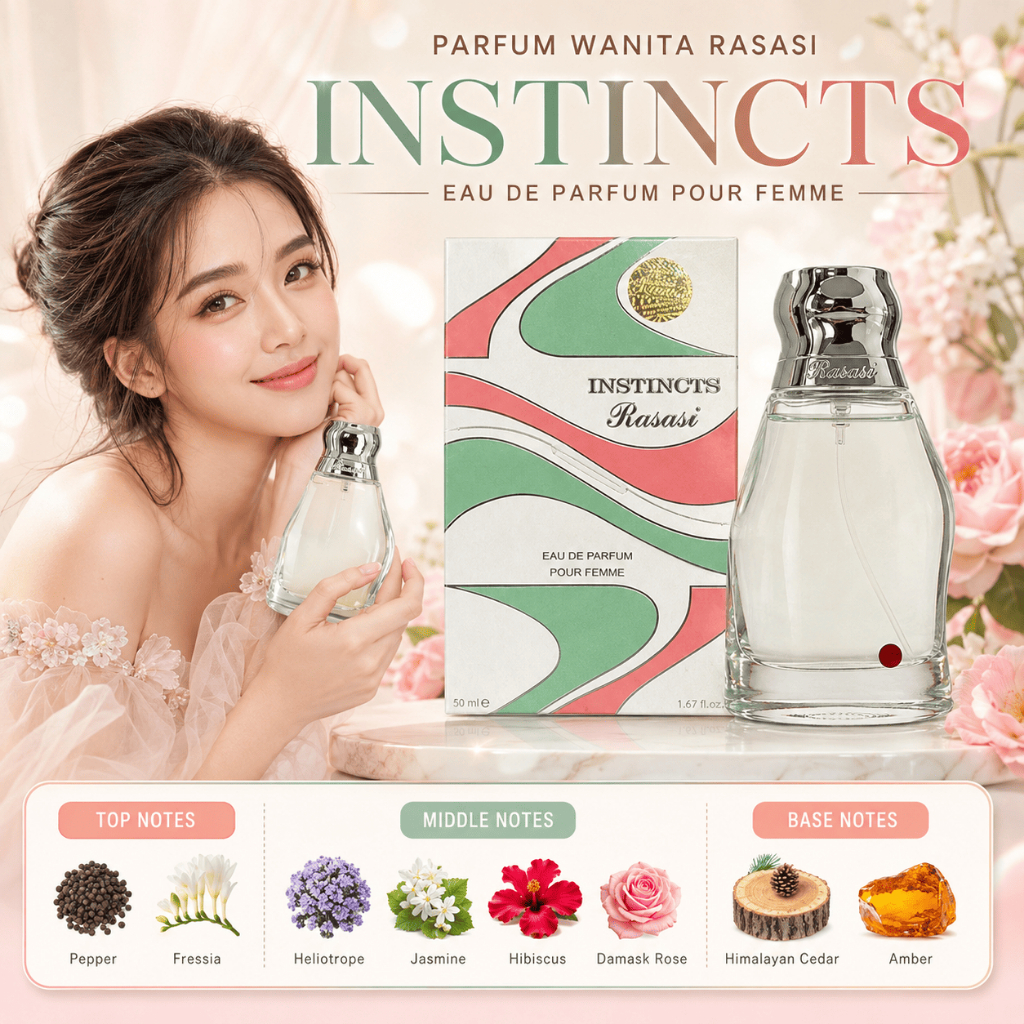 Parfum wanita wangi fresh and natural parfume tahan lama by rasasi instincts 5ml 10ml 50ml - Foto 1