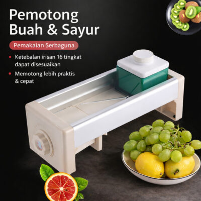 Parutan Serbaguna Alat Pemotong Bawang Pengiris Kentang Lemon Ketebalan Dapat Diatur Pisau Tajam - Foto 1