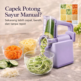 Pemotong Sayur Elektrik Slicer Parutan Multifungsi  Pengiris Bawang, Kentang, Kol Alat Salad Praktis - Foto 2