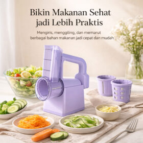 Pemotong Sayur Elektrik Slicer Parutan Multifungsi  Pengiris Bawang, Kentang, Kol Alat Salad Praktis - Foto 3