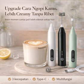 Pengocok Susu Elektrik 3in1 Tanpa Kabel 3 Kecepatan Isi Ulang | Alat Pembuat Busa Kopi Pengaduk Telur Mini Portable - Foto 5