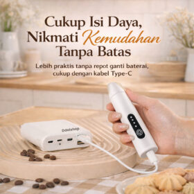 Pengocok Susu Elektrik 3in1 Tanpa Kabel 3 Kecepatan Isi Ulang | Alat Pembuat Busa Kopi Pengaduk Telur Mini Portable - Foto 7