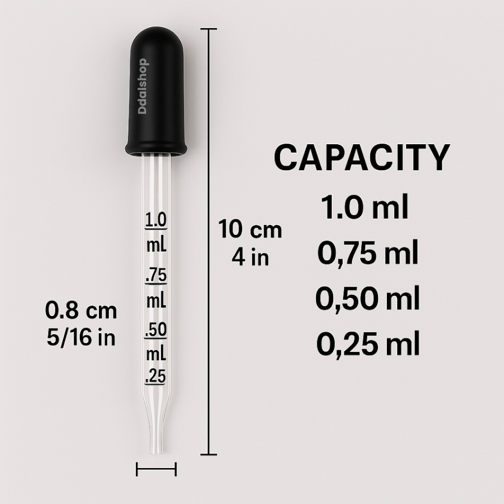 Pipet Kaca Tetes Minyak Essensial Aroma Terapi Parfum Percobaan Sains 1ml - Foto 2