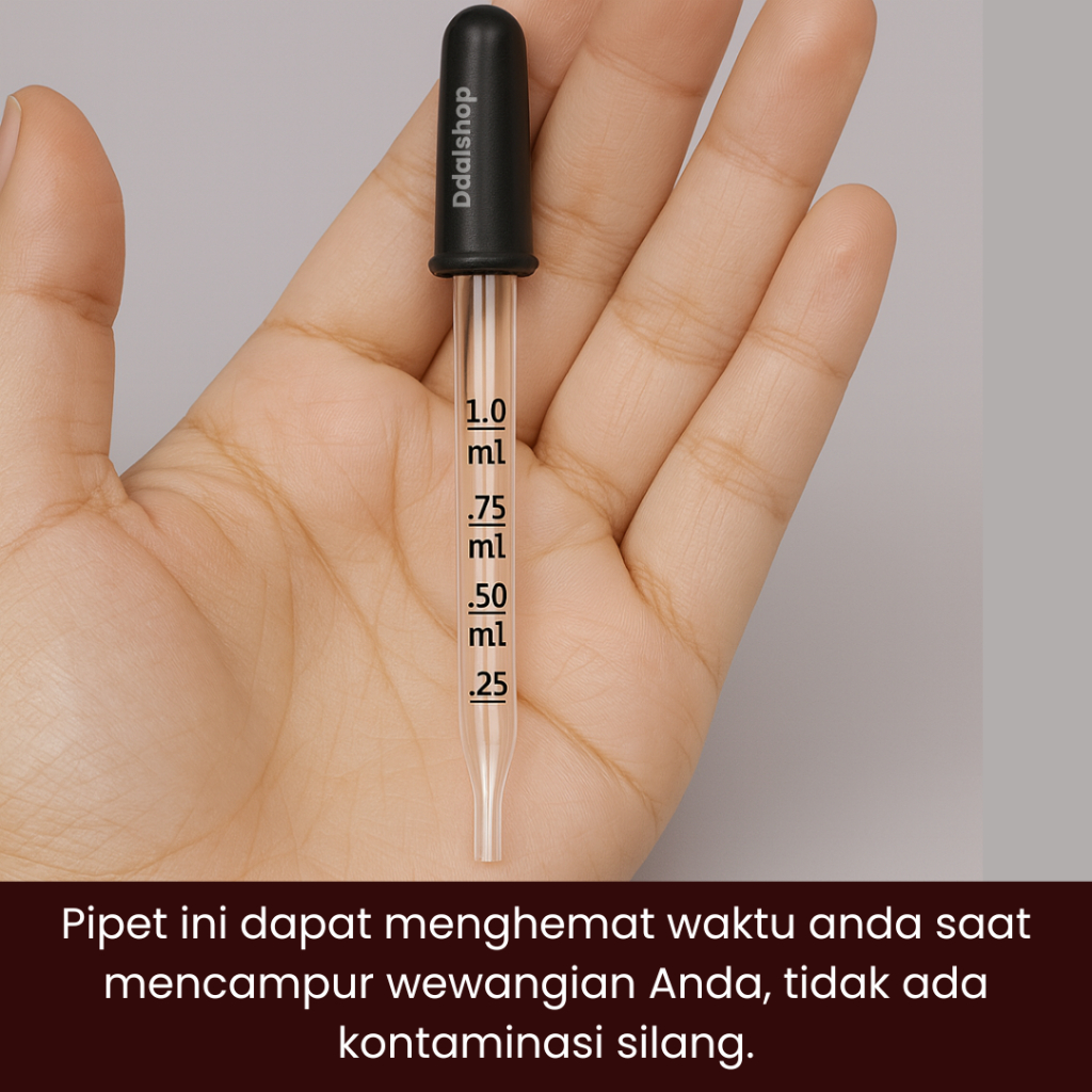 Pipet Kaca Tetes Minyak Essensial Aroma Terapi Parfum Percobaan Sains 1ml - Foto 4