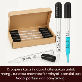 Pipet Kaca Tetes Minyak Essensial Aroma Terapi Parfum Percobaan Sains 1ml - Foto 6