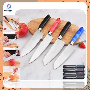 Pisau Dapur Serbaguna Stainless Steel Tajam untuk daging buah sayur gagang motif granit - Foto 1