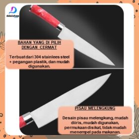Pisau Dapur Serbaguna Stainless Steel Tajam untuk daging buah sayur gagang motif granit - Foto 4