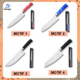 Pisau Dapur Serbaguna Stainless Steel Tajam untuk daging buah sayur gagang motif granit - Foto 8