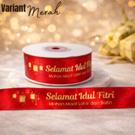 Pita Roll Selamat Idul Fitri Dekorasi Hampers Parcel Bingkisan Lebaran Webbing Rol Meteran Cantik - Foto 4