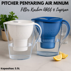 Pitcher Penyaring Air Minum 3.5L | Filter Karbon Aktif 4 Lapisan FDA Aman BPA Free Anti Bau - Foto 1