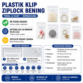 Plastik Klip Kecil Ziplock Polos Bening Tebal Untuk Obat aksesoris Bahan PE isi 100pcs - Foto 2