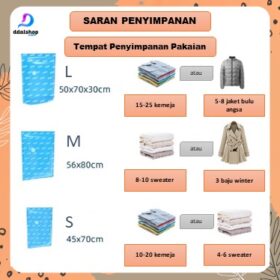 Plastik Vacum Baju Kantong Vacuum Bag Pakaian Travel Ukuran Besar Jumbo untuk Boneka Bedcover - Foto 7