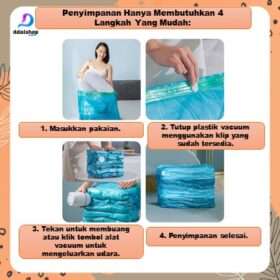 Plastik Vacum Baju Kantong Vacuum Bag Pakaian Travel Ukuran Besar Jumbo untuk Boneka Bedcover - Foto 9