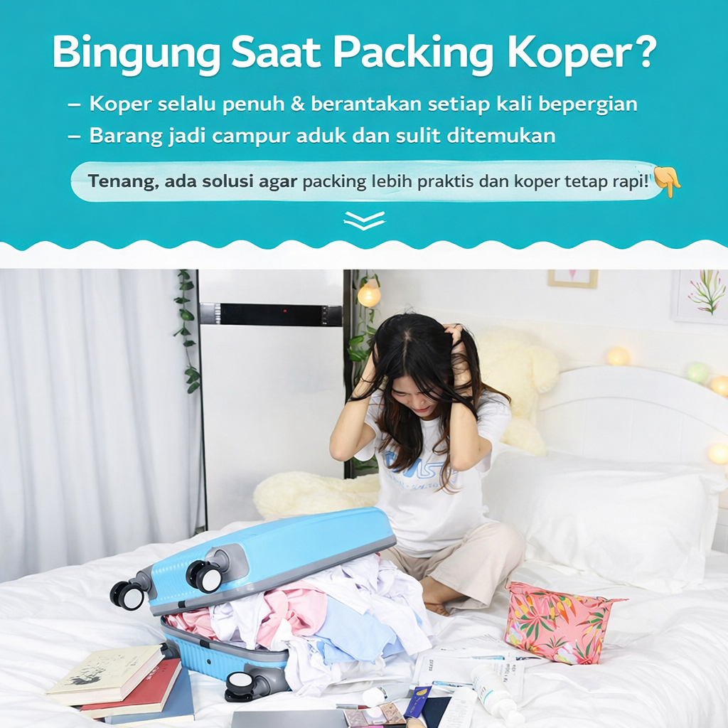 Plastik Vacum Baju Plastic Vakum Pakaian Kantong Vacuum Bag Travel Transparan - Foto 2