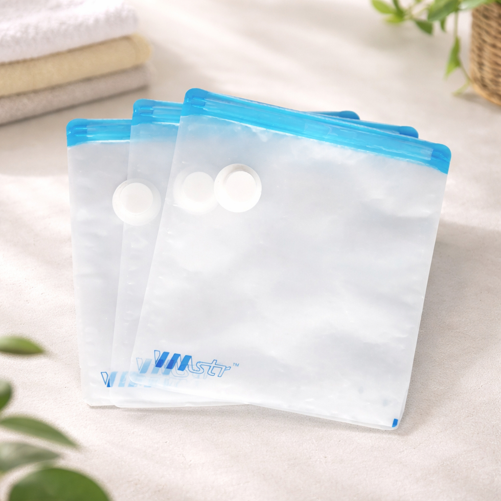 Plastik Vacum Baju Plastic Vakum Pakaian Kantong Vacuum Bag Travel Transparan - Foto 5