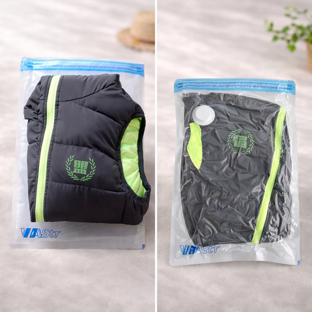 Plastik Vacum Baju Plastic Vakum Pakaian Kantong Vacuum Bag Travel Transparan - Foto 7