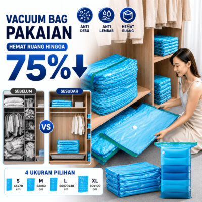 plastik vacum / vacuum bag plastic kantong plastik vakum baju pakaian Bahan PA+PE vacuum travel bag - Foto 1