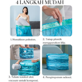 plastik vacum / vacuum bag plastic kantong plastik vakum baju pakaian Bahan PA+PE vacuum travel bag - Foto 3