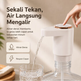 Pompa Galon Elektrik Double Pump 1200mAh Dispenser Air Minum Otomatis Type C Aliran Deras - Foto 1