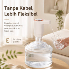 Pompa Galon Elektrik Double Pump 1200mAh Dispenser Air Minum Otomatis Type C Aliran Deras - Foto 3