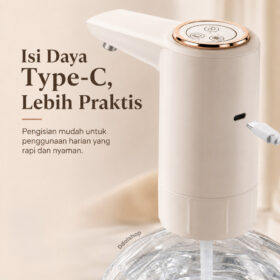 Pompa Galon Elektrik Double Pump 1200mAh Dispenser Air Minum Otomatis Type C Aliran Deras - Foto 6