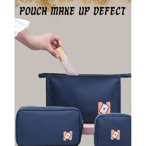 Pouch Make Up Waterproof Tas Dompet Kosmetik Wanita Bahan PU Anti Air Defect Grade B - Foto 1