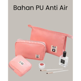 Pouch Make Up Waterproof Tas Dompet Kosmetik Wanita Bahan PU Anti Air Defect Grade B - Foto 5