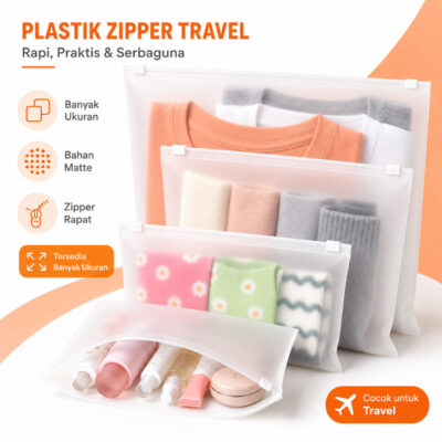Pouch Tas Transparan Kosmetik Zipper Storage Bag Ziper Lock Serbaguna 16mikron - Foto 1