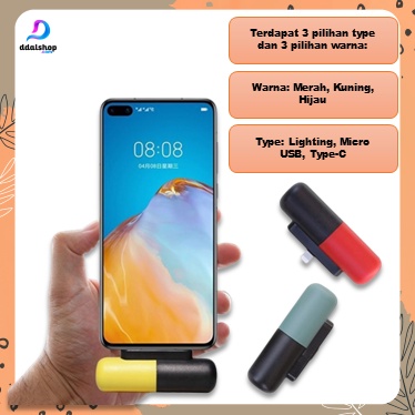 Powerbank Mini Lucu 3300 mAh Portable Fast Charging Carger Iphone lighting Android Micro USB Type C - Foto 1
