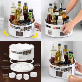 Rak bumbu dapur putar 360 derajat tempat bumbu dapur minimalis serbaguna berkualitas - Foto 2