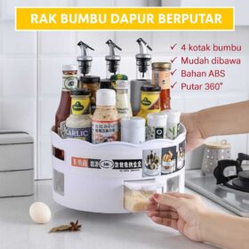 Rak bumbu dapur putar 360 derajat tempat bumbu dapur minimalis serbaguna berkualitas - Foto 4