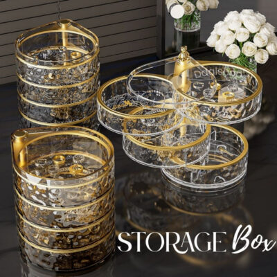 Rak Kosmetik Makeup Storage Box Putar Organizer Tempat Penyimpanan Aksesoris  Aesthetic  Akrilik - Foto 1
