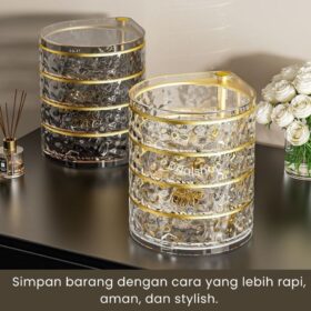 Rak Kosmetik Makeup Storage Box Putar Organizer Tempat Penyimpanan Aksesoris  Aesthetic  Akrilik - Foto 4