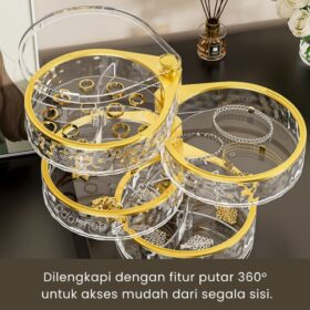 Rak Kosmetik Makeup Storage Box Putar Organizer Tempat Penyimpanan Aksesoris  Aesthetic  Akrilik - Foto 7