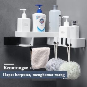 Rak sabun kamar mandi dinding rak sudut multifungsi rak bumbu dapur penyimpanan gantung tempel - Foto 5