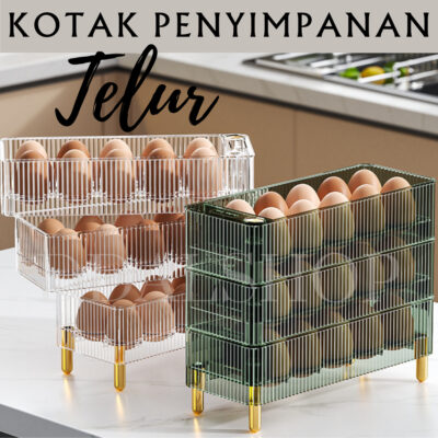 Rak Tatakan Tempat Kotak Penyimpanan Telur Susun Dapat Diputar Bahan PET - Foto 1