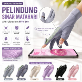 Sarung Tangan anti UV Pria Wanita Gloves Sun Protection touch screen Pelindungan Panas Matahari UPF 50+ - Foto 1