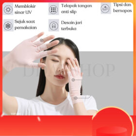 Sarung Tangan Setengah Jari Wanita Anti Panas UV Outdoor Berkendara Adem Nyaman - Foto 5